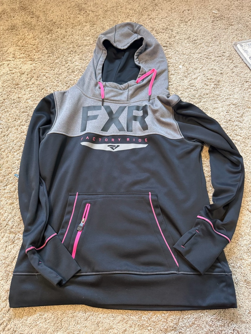 FXR Women's Black & Gray Pullover Hoodie with Pink Accents